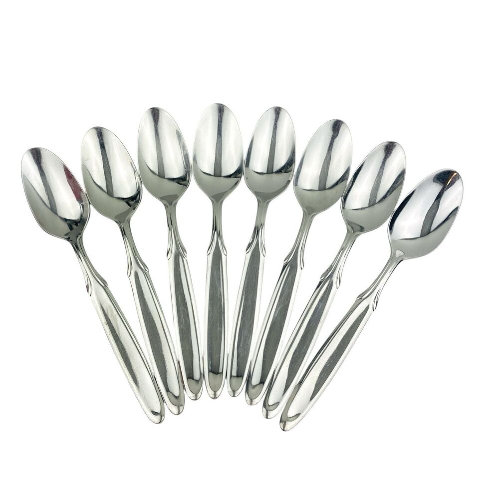 8 x Oneida Berkshire Soup Spoons Oval Place Stainless 18/10 Glossy 8” Flatware